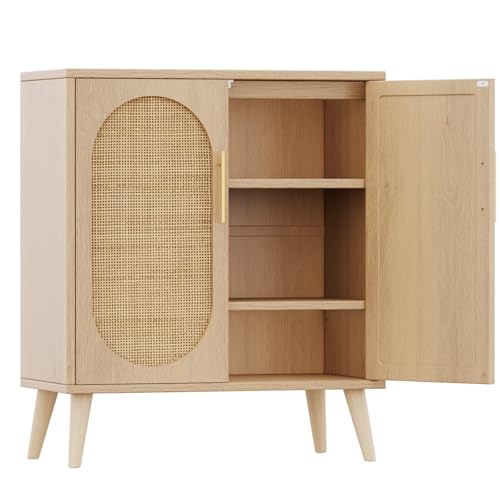 Image of Irontar Rattan Storage Cabinet, Kitchen Buffet Sideboard Cabinet, Coffee Bar with Rattan Decorated Doors, Accent Floor Cabinet for Living Room, Dinning Room, Hallway, Natural CWG013M