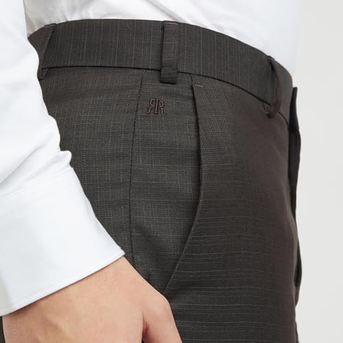 Image of Raymond Men Slim Fit Checks Pattern Polyester Blend Flat Front Formal Trouser