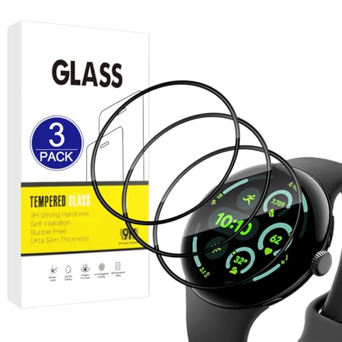 X-Dision [3 Pack Protector de Pantalla Compatible con Google Pixel Watch 3 XL 45mm,[Resistente a los arañazos][Cubierta Completa Curvada en 3D] Protector para Google Pixel Watch 3 XL 45mm
