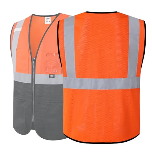 Image of JKSafety Safety Vest for men women Hi Vis Vest with Pockets and Zipper High Visibility Meet ANSI Standard(BX310
