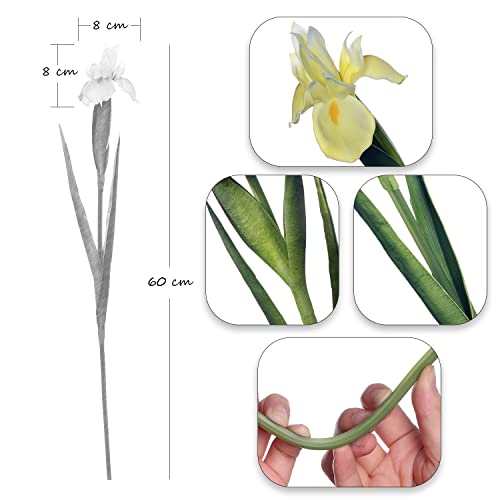 huaao Pack of 3 Artificial Iris Flowers, Long Stems, Fake Artificial Flowers, Iris Decoration for DIY Flower Arrangements, Wedding Bouquet, Photo Props Decoration, Home Party Table Decoration, Yellow - Image 2