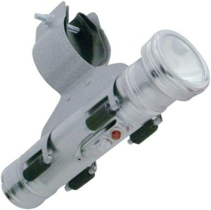 Pirate Mfg Vintage Chrome Flashlight W/Steering Column Mount, for Rat Rod Car & Truck