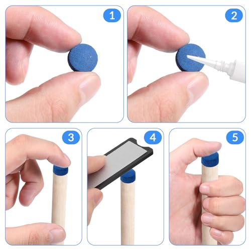 Lnngub 20 Stück Billard Queue Spitzen, 12mm/13mm Billiard Cue Spitze Reparaturset Pool Queues Spitzen Ersatz Kit Kunstleder Queue Tipps Ersatzspitzen Zubehör Set für Billardstöcke Snooker Pool Queues