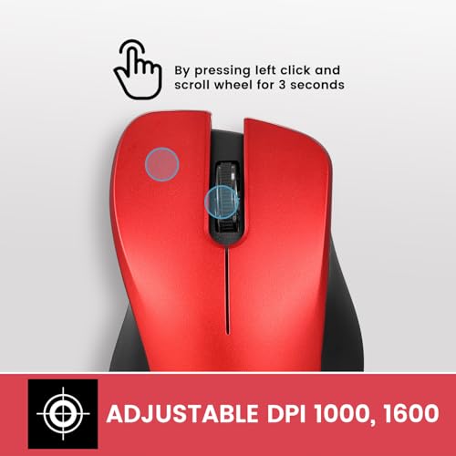 Image of Perixx PERIMICE-621R Wireless Mouse - Silent Click with Ergo Design - Compatible for Desktop and Laptop PC - Wireless 2.4 GHz - Red