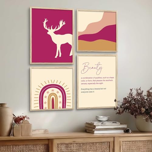 Image of kotart Wood Modern Wall Art Framed Paintings For Wall Decoration - Wall Paintings For Living Room, Bedroom - Wall Decor /Room Decor Set of 4 (Art 2, Big (13x17 or 13x13 inch))