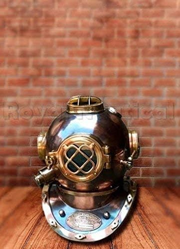 Realistic Scuba Diving Divers Helmet US Navy Mark V Solid Vintage Copper Finish