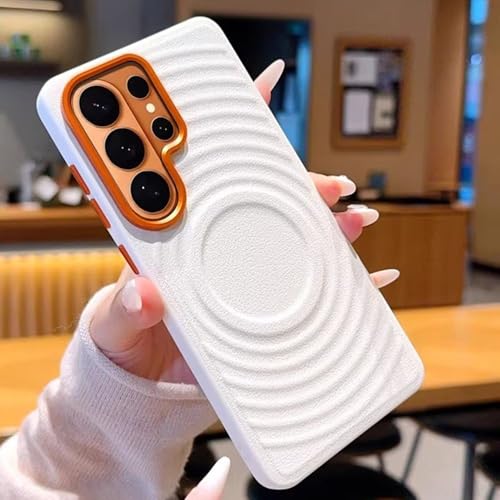 Samsung�p Galaxy S26 Ultra S25 Edge S24 Ultra�p�����E�H�[�^�[���b�v�����U�[�p�^�[���}�O�l�b�g�P�[�X�A�I�����W�����Y�t���[���J�o�[�A�z���C�g�AGalaxy S24 Plus�p