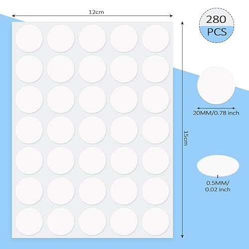 Mesybveo 280 Stück Doppelseitige Klebepunkte, Transparente Doppelseitige Klebeband aus Acryl, Abnehmbare Keine Spuren, Selbstklebend, Wasserdichte Punktaufkleber zum Kunststoffe, Holz, Glas