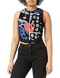 Camiseta crop corazón Desigual TS_Leah Camiseta, Black, S De Las Mujeres