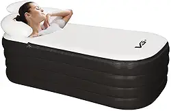 VG PLUS, Banheira Ofurô Inflável Adulto Dobrável 120 Litros Preta com Bomba Elétrica Bivolt Vg Plus