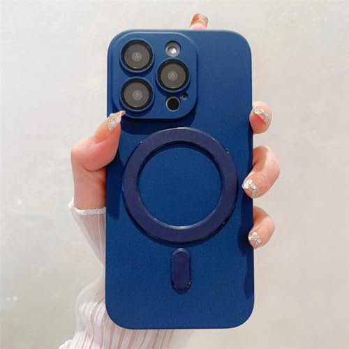 Coque iPhone 13 Pro Max ultra fine givrée bleu foncé protection caméra verre rigide