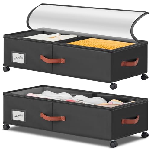 Under Bed Storage Containers with Wheels 9.5 inches Higher Under