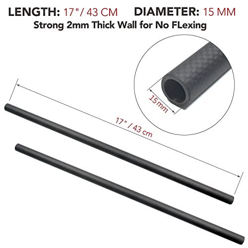 15Mm Carbon Fiber Rod (17 Inch) Applicable For Follow Focus, Shoulder Rig, Matte Box, Lens Support, Pack Of 2 #TOP1