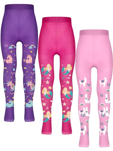 Bencailor 3 Pairs Girls Pantyhose Tights for Dance little girls printed leggings Seamless Soft Stockings Non Slip