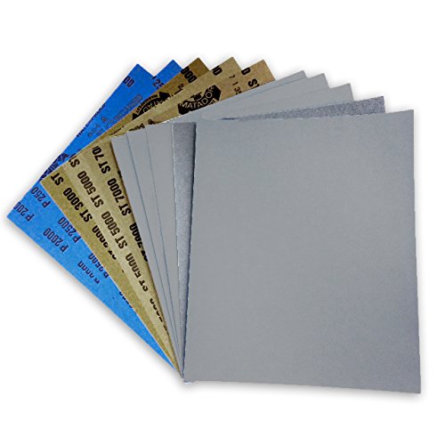 9 X 11 Inch Assorted Grit Premium Waterproof Starcke Matador Sandpaper Sheets, 10 Pack #TOP2