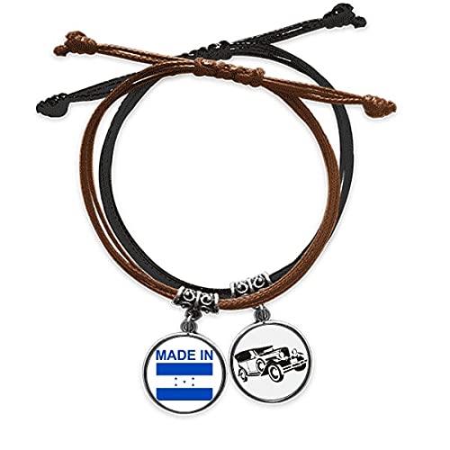 Bracelet cuir l'amour en Honduras avec chaîne en corde tressée