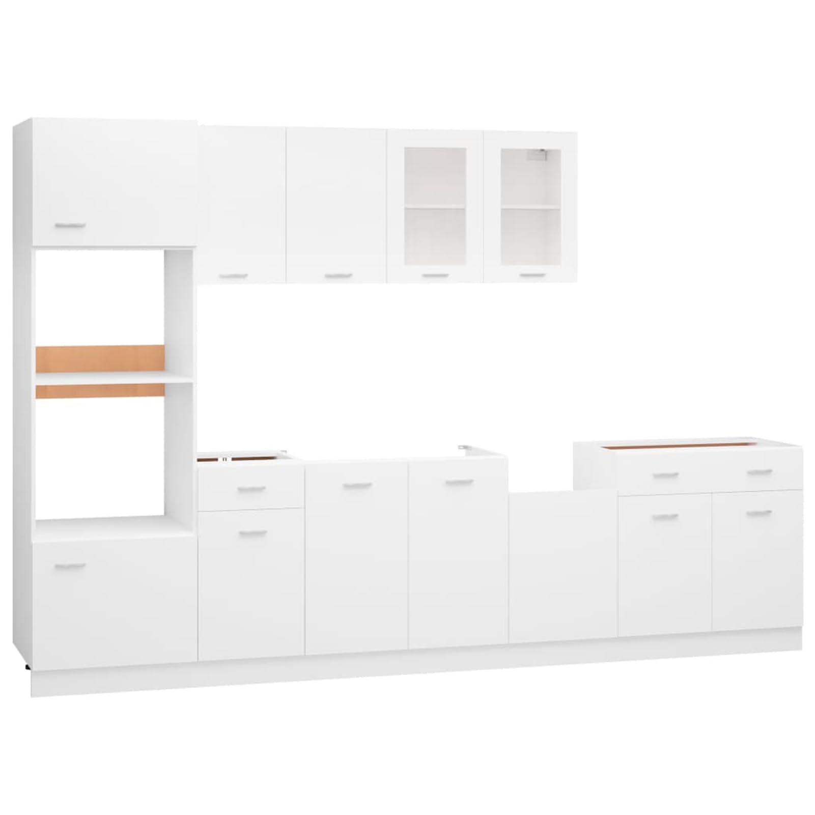Homgoday 7-TLG. Küchenzeile Lyon Weiß Holzwerkstoff Schrank Model3067623