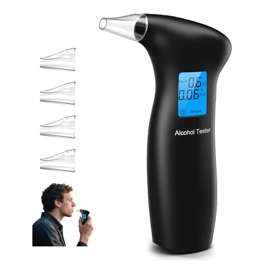 Breathalyzer with Blue Backlit LCD - Professional Auto Power Off Alcohol Breathalyzer Tester, Easy to Carry for Party and Family Activities
