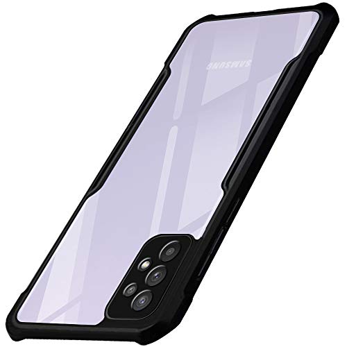 Image of TheGiftKart Shockproof Crystal Clear Back Cover Case for Samsung Galaxy A32 | 360 Degree Protection | Protective Design | Transparent Back Case Cover (PC & TPU, Black Bumper)