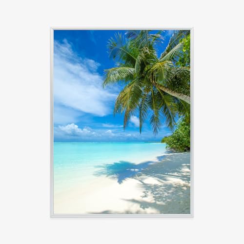 Plage Maldives poster encadré aluminium argenté déco murale moderne salon 30x40