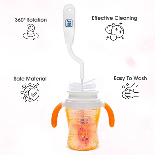 Mee Mee 360° Movable Nylon Bristle Baby Feeding Bottle & Nipple Cleaning Brush | Ergonomic Handle | Easy to Clean Bottle Corners for Narrow Neck & Wide Neck | BPA Free, Easy Hanging Storage | Pink (Image - 3)