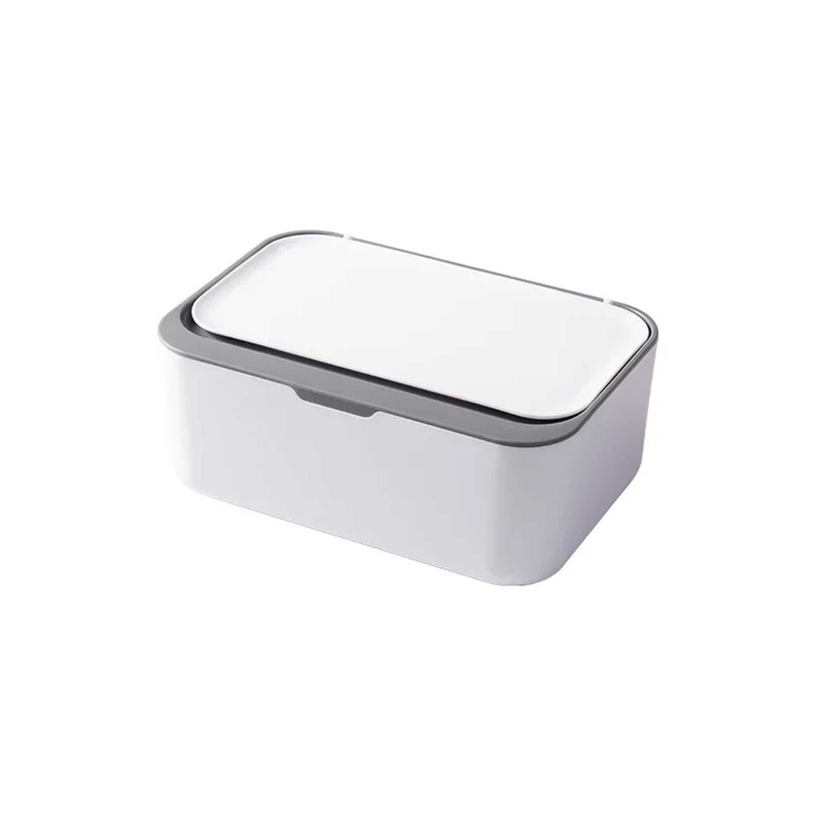 Tissue Box Portable Tissue Storage Box with Lid Dustproof Cover for Wet Wipes Dispenser Home Office Mask Storage Box Sealed Organizer(WhiteGray)