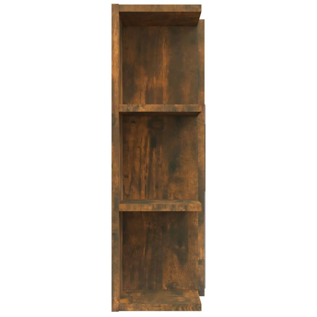 Mueble bajo lavabo para cuarto de baño, roble ahumado, 80 x 20,5 x 64 cm, material de madera con armario con espejo, diseño moderno para invitados y baños pequeños