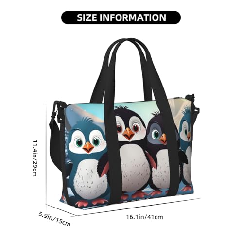 Gym Bags Small Five cute penguins Duffel Bag Overnight Bag with Shoe Compartment Carryon Bag for Men Women4