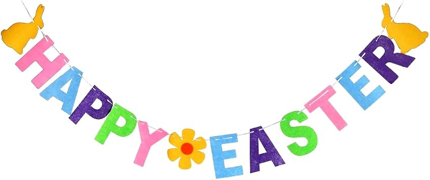 BinaryABC Happy Easter Banner Bunting Garland, Easter Decorations Party Favors Photo Prop