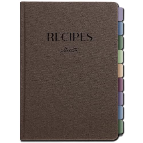hi!SCI Blank Recipe Book to Write in Your Own Recipes, Large Recipe Notebook with 192 Pages, 7" x 10" Hardcover Recipe Journal for Family Cooking Lover (Chocolate)