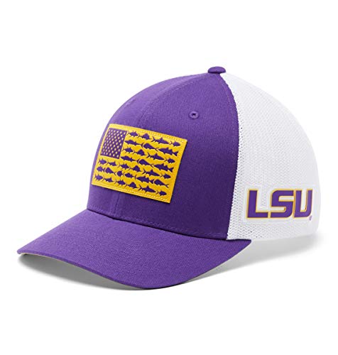 Columbia Unisex Collegiate PFG Mesh Fish Flag Ball Cap LSU - Vivid Purple L/XL