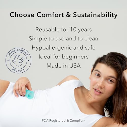 Lena Sensitive Menstrual Cup - Reusable, Soft Silicone, Light & Heavy Flow, Beginner Use - Ideal Alternative to Tampons, Pads, Period Underwear - Period Solution - Regular Capacity - Coral