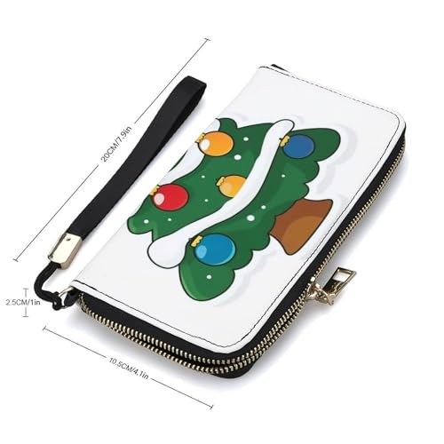 Cartoon Christmas Tree Simple PU Leather Clutch Long Bifold Wallet, Coin Purse Credit Pass Case, Durable Card-Holder Money Storage for Women Men2