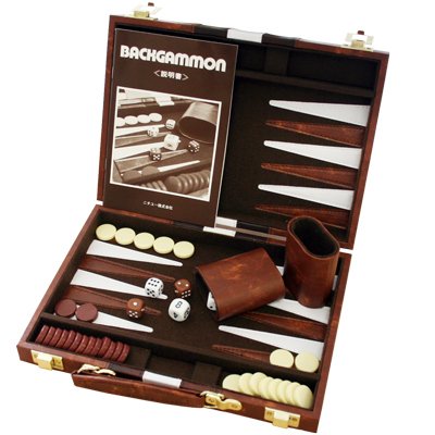 G1102 【安心の日本語のルールブック付き】バックギャモン ブラウン