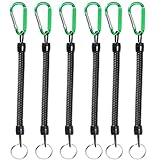 FANGBLUE 6Pcs Fishing Lanyards with Carabiner Boating Ropes Retention Ropes Holder Pliers Lip Bass Fishing Tackle for Safe Keeping Fishing Rod (Green)