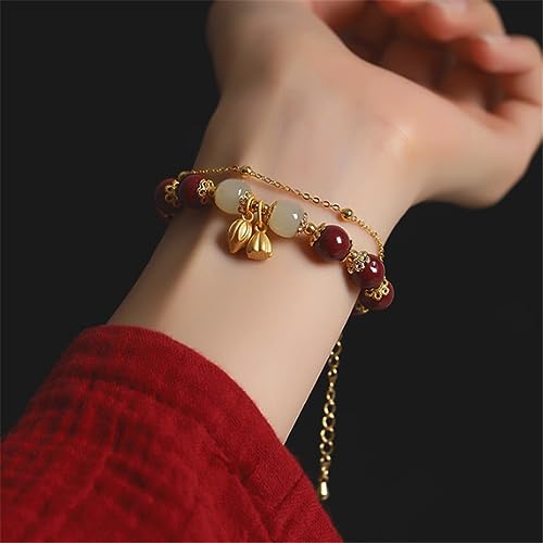 Bracelet Jade Huan d'exception et cordon en sable doré premium