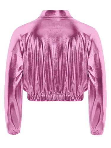 Metallic Jacket for Boys Girls Hip-Hop Jazz Dance Jacket Holographic Shiny Crop Party Jackets4