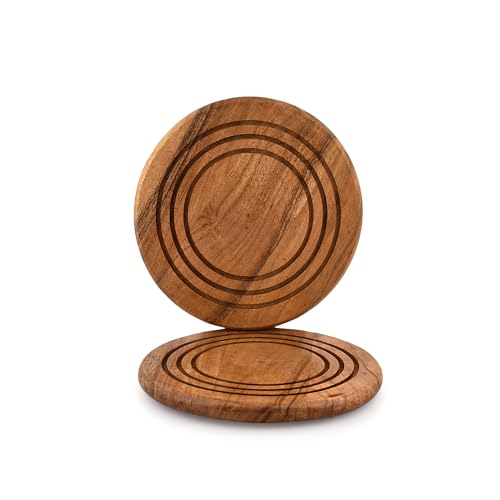 EDHAS Salvamanteles madera acacia, textura y detalle de los anillos