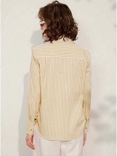 Image of Women Shirt||Women Relaxed Fit Vertical Striped Spread Collar Cotton Casual Shirt (S-12-19)