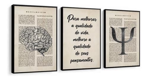 Quadro Decorativo - Psicologia Consultório Psicólogo Moldura e Vidro Para Decoração Sala Quarto (Moldura Preta, 40x60, Sem Vidro)