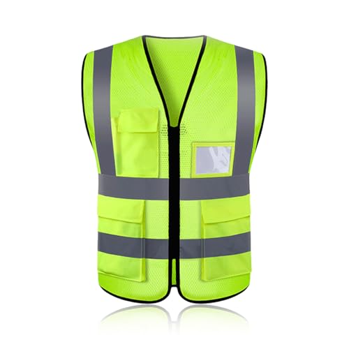 Hi Vis Vests High Visibility Reflective Safety Vests for Men and Women,Breathable Fabric Vest with Zipper Front and Multi Function Pockets,360° Reflective Coverage(L-XXXL) (Mesh)