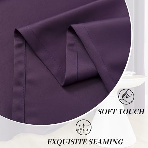 Image of HUTO 108 Inches Long Blackout Bedroom Window Curtains Drapes - Antique Copper Thermal Insulated Privacy Protect Curtains Drpaeries for Living Room, 2 Panels, 52 x 108 Inch, Plum Purple