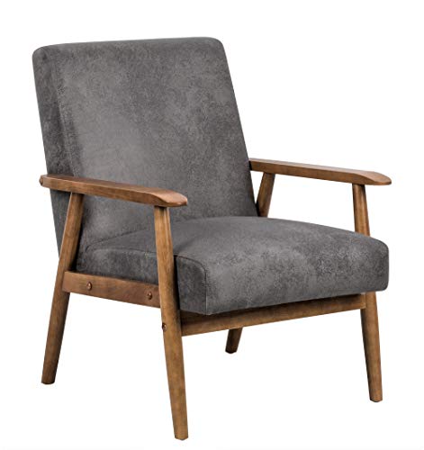 Container Furniture Direct C138 Barlow Modern Vintage Open-Framed Arm Living Room Chair, 30.5", Grey