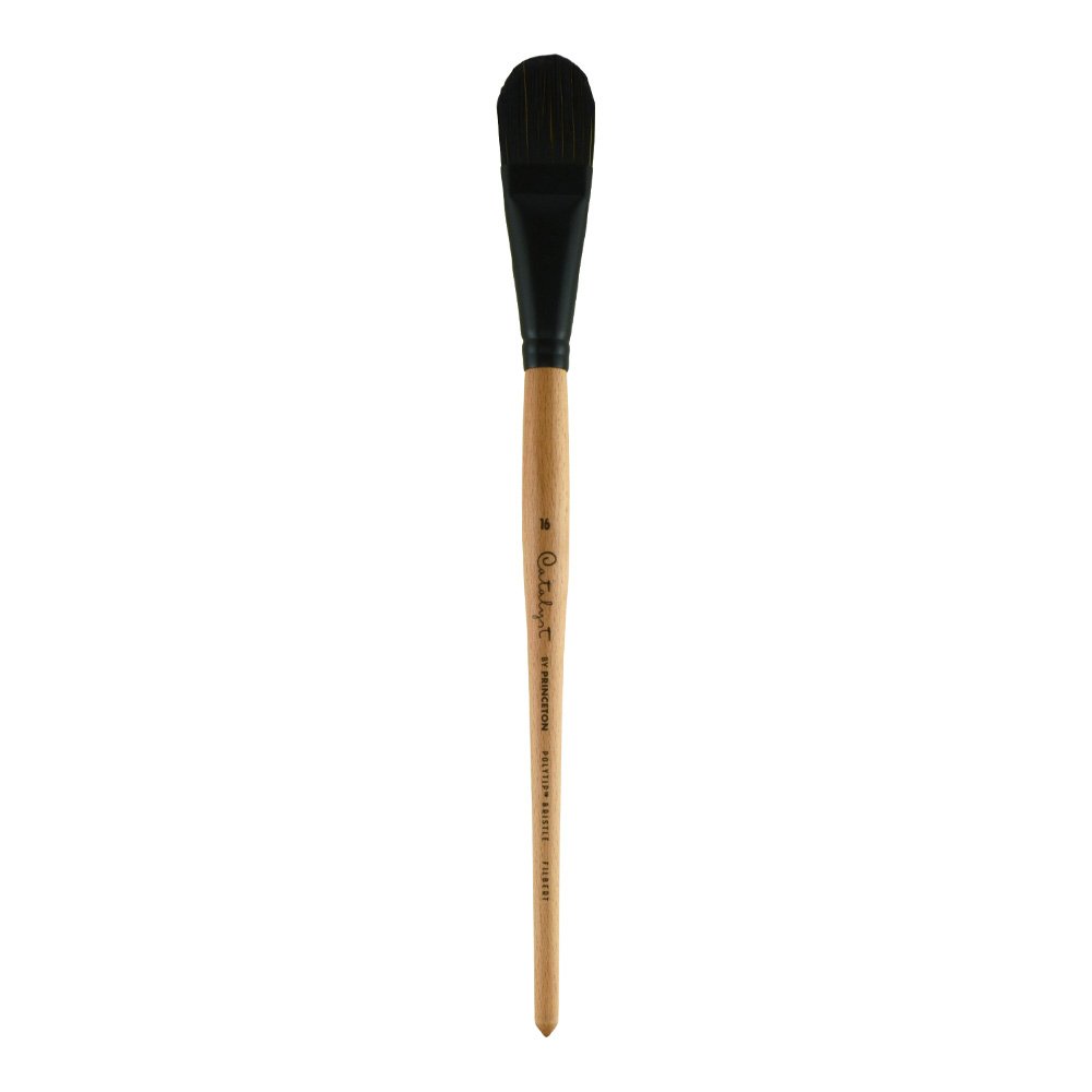 PRINCETON ARTIST BRUSH CO. Princeton Catalyst Polytip - Cepillos para acrílico y Aceite, Serie 6400, Mango Largo, Filbert, tamaño 16, Madera