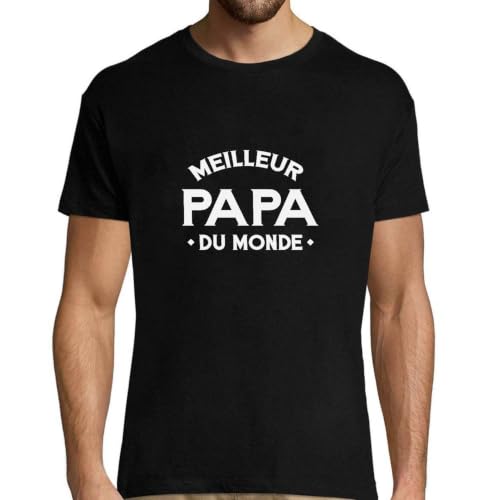 T-Shirt Homme Meilleur Papa du monde en coton imprimé en France