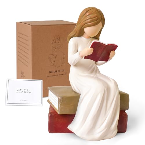 Cuayaes Leer la Figuras Decorativas Regalos para Lectores, Profesora, Estudiantes, Graduados, Escultura Pintada a Mano con Resina Decoracion Hogar Modernas para Escritorio, Salon