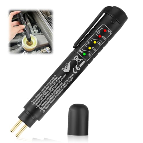 Aivane Bremsflüssigkeitstester für Auto 5 LED-Anzeigen Bremsflüssigkeitsprüfer DOT3 DOT4 DOT5 Testen Universal Brake Fluid Tester Feuchtigkeitsdetektor Flüssigkeitstester