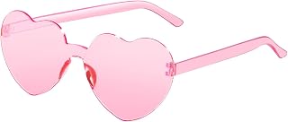 AGGKKY 12 Pairs Heart Shaped Sunglasses for Women Colorful Glasses Fun Trendy Transparent Heart Sunglasses Party Favor (1 Pair-Pink)
