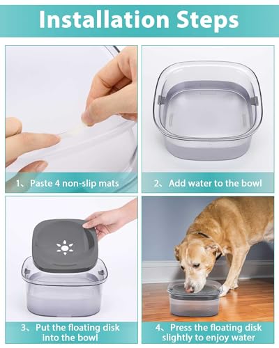 PETTOM Wassernapf Hund ohne Sabbern, Trinknapf Hund Anti Schlabber, 2L Wassernapf für Hunde Anti Schwapp, Hundenapf Auslaufsicher Groß