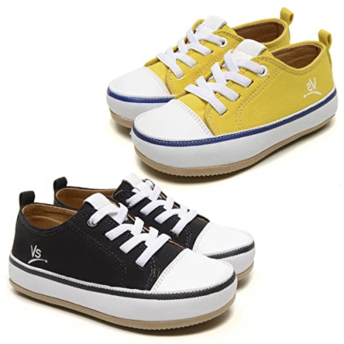 Kit 2 Pares Tênis Sapatinho Bebe Infantil Menino Pimpolho Velcro - Preto/Amarelo/23